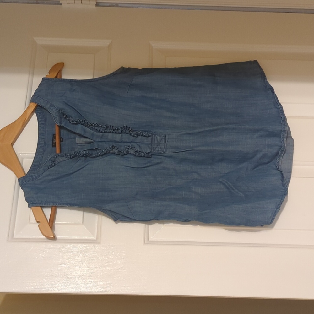 Talbot's chambray ruffled sleeveless top